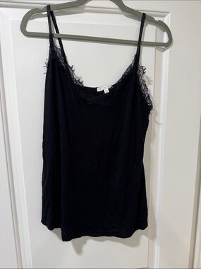 Black Lace-Trim Camisole Tank Top